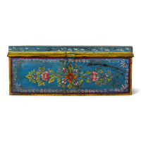 Vintage Indian Hand Painted Metal Travel Trunk Chest