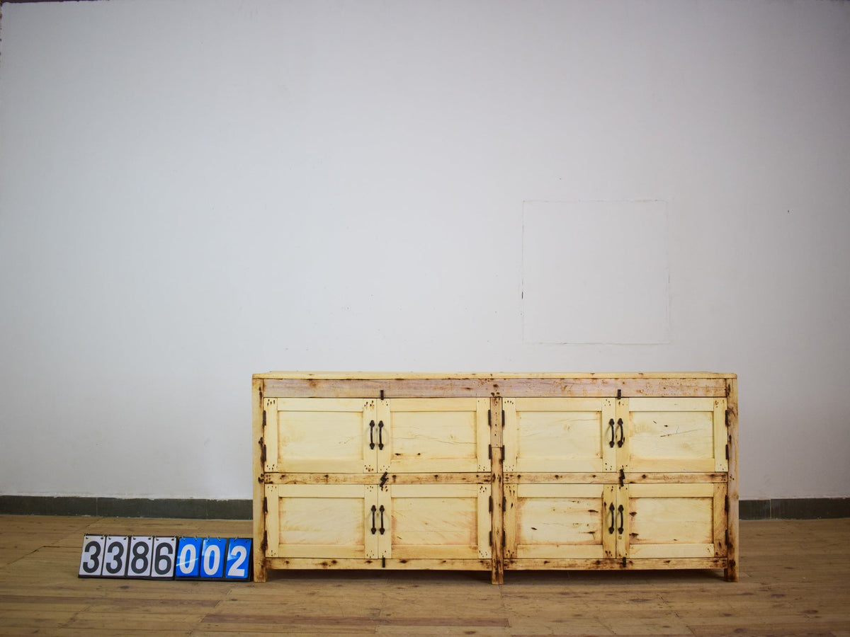Vintage Rustic Bleached Wood Cupboard Cabinet Sideboard