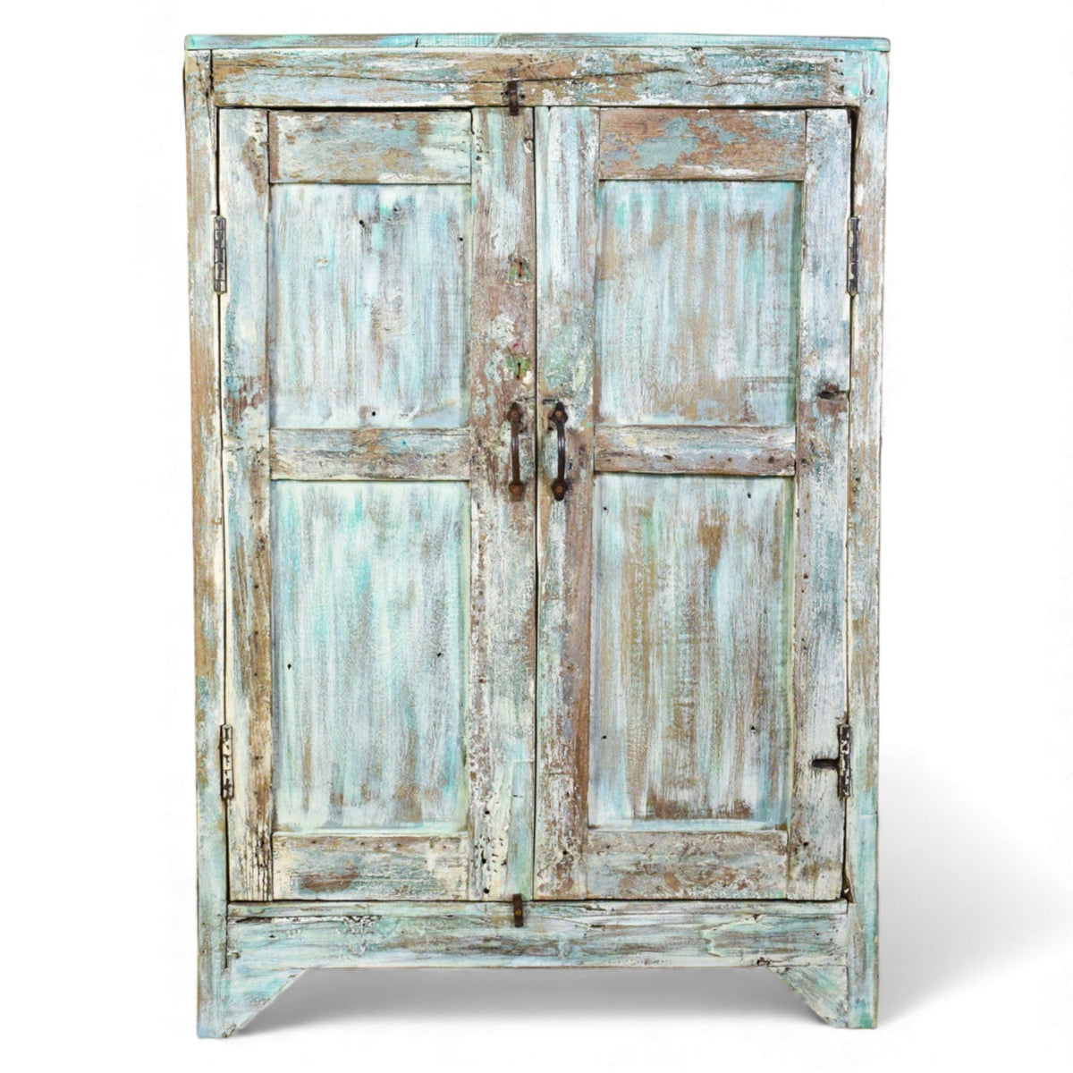 Vintage Rustic Painted Wood Cupboard Cabinet Storage