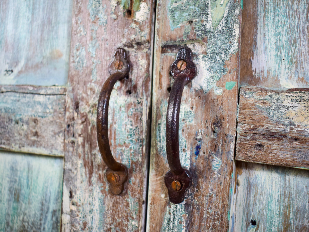 Vintage Rustic Painted Wood Cupboard Cabinet Storage