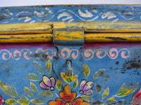 Vintage Indian Hand Painted Metal Travel Trunk Chest