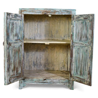 Vintage Rustic Painted Wood Cupboard Cabinet Storage