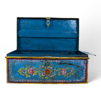 Vintage Indian Hand Painted Metal Travel Trunk Chest