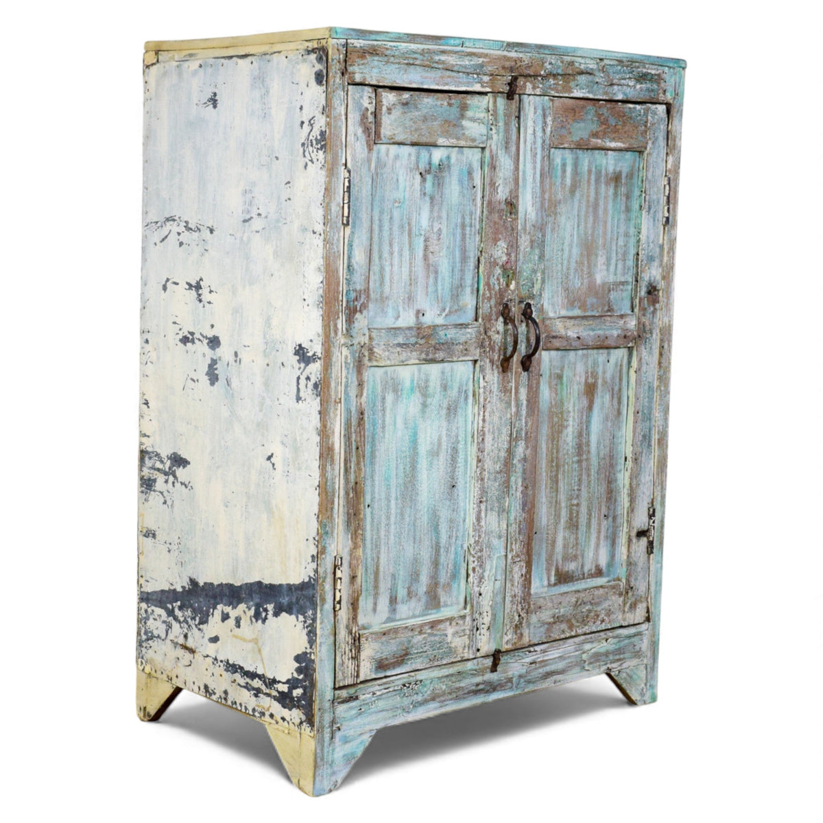 Vintage Rustic Painted Wood Cupboard Cabinet Storage