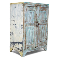 Vintage Rustic Painted Wood Cupboard Cabinet Storage