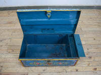 Vintage Indian Hand Painted Metal Travel Trunk Chest