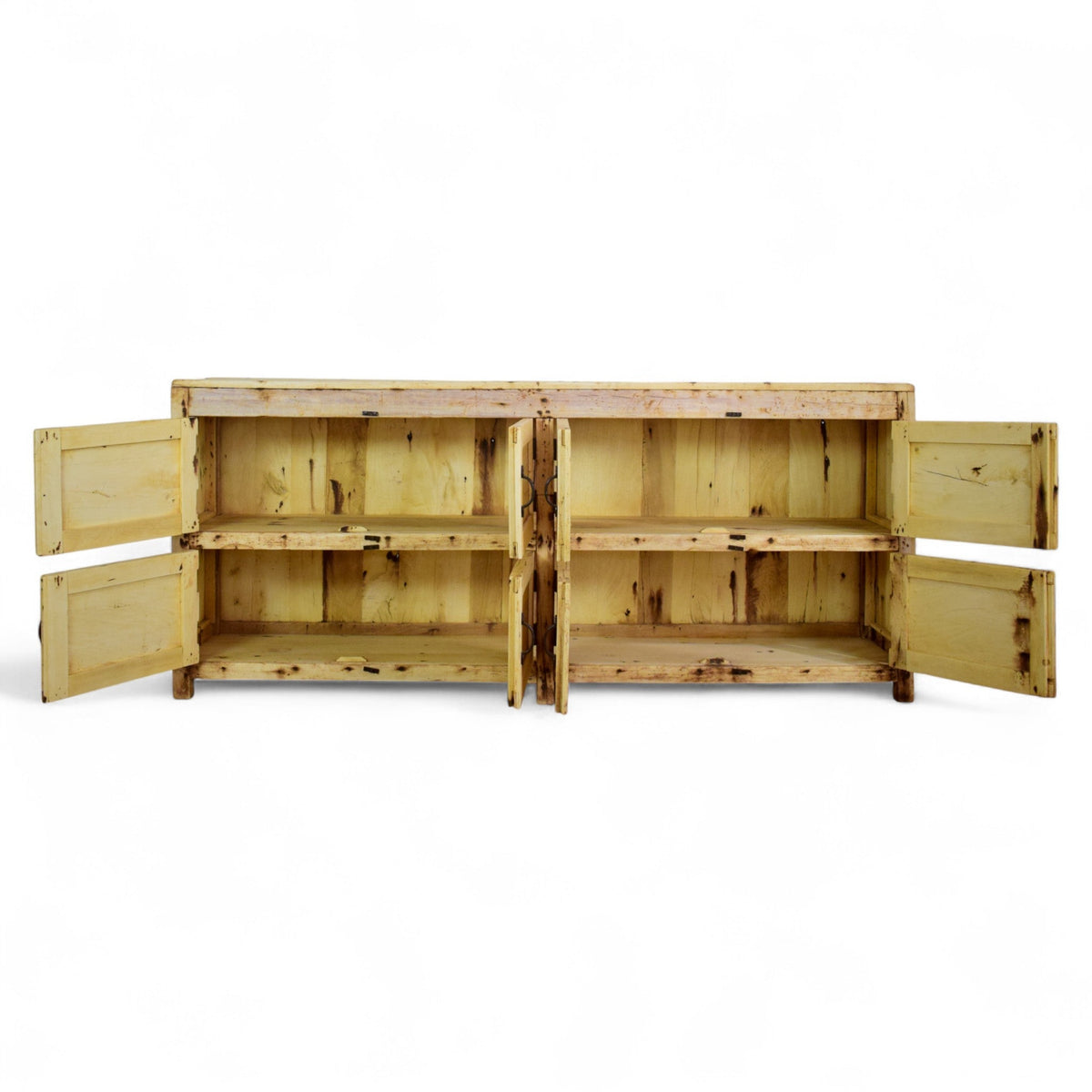 Vintage Rustic Bleached Wood Cupboard Cabinet Sideboard