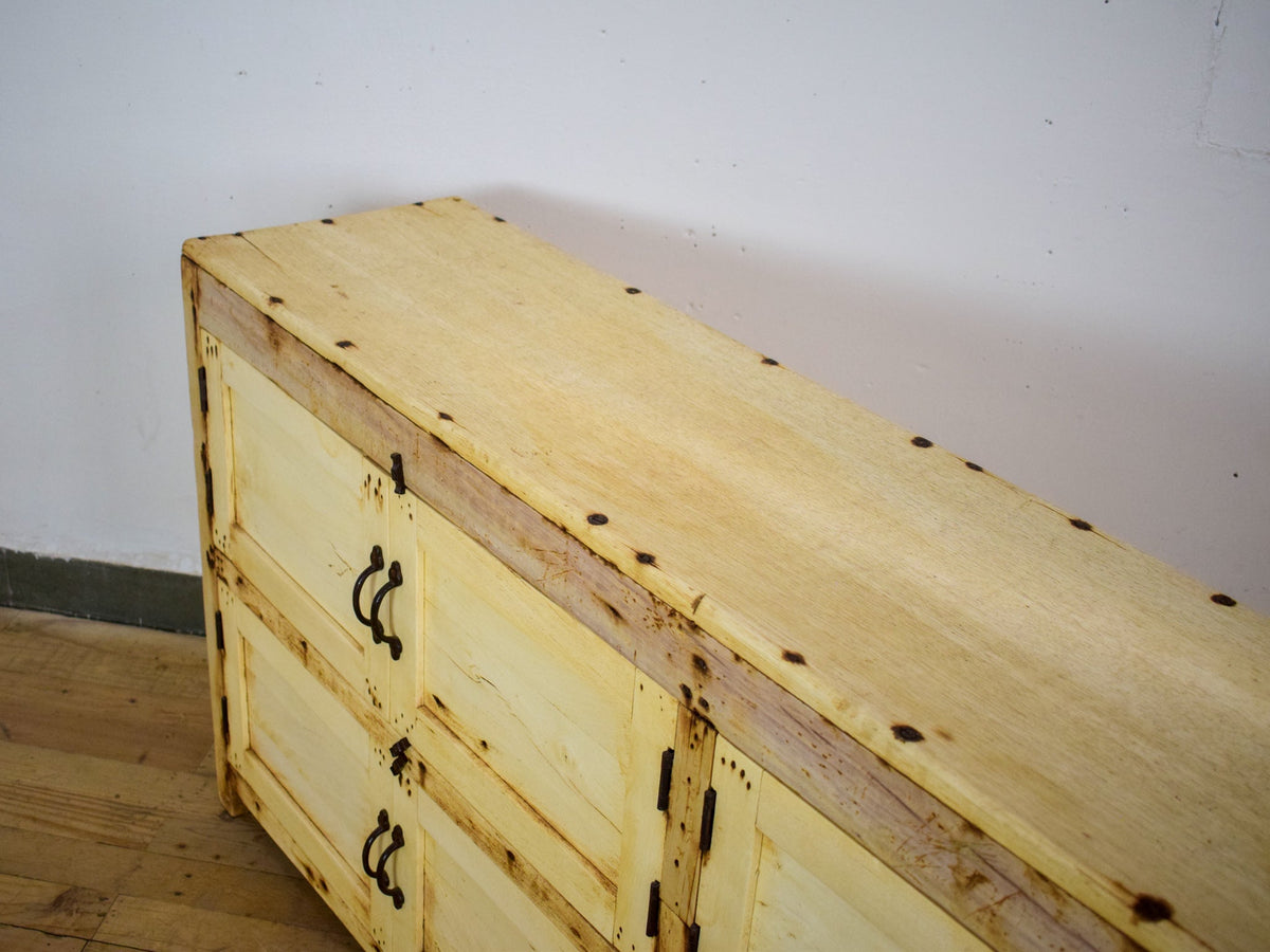 Vintage Rustic Bleached Wood Cupboard Cabinet Sideboard