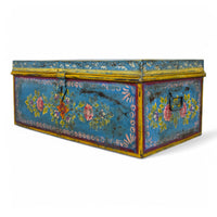 Vintage Indian Hand Painted Metal Travel Trunk Chest