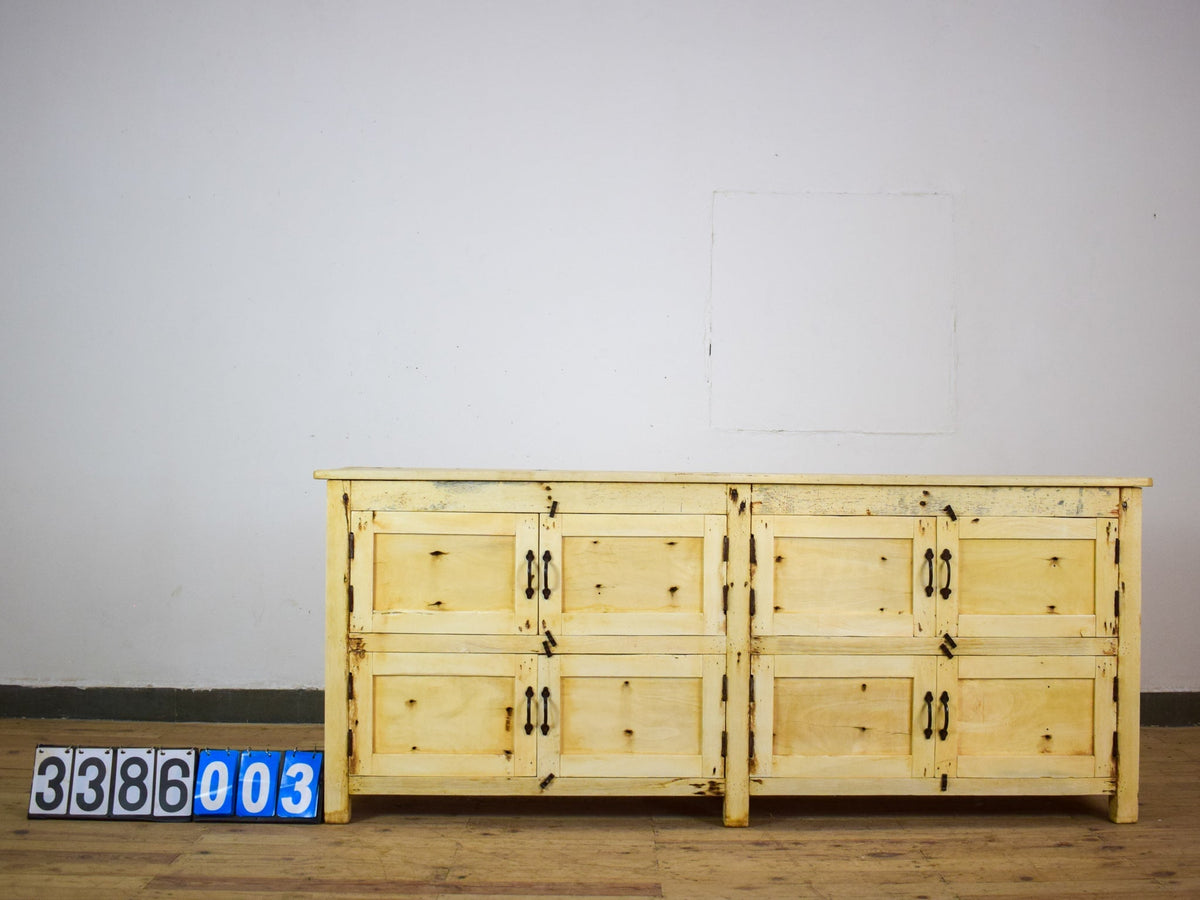 Vintage Rustic Bleached Wood Cupboard Cabinet Sideboard