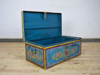 Vintage Indian Hand Painted Metal Travel Trunk Chest