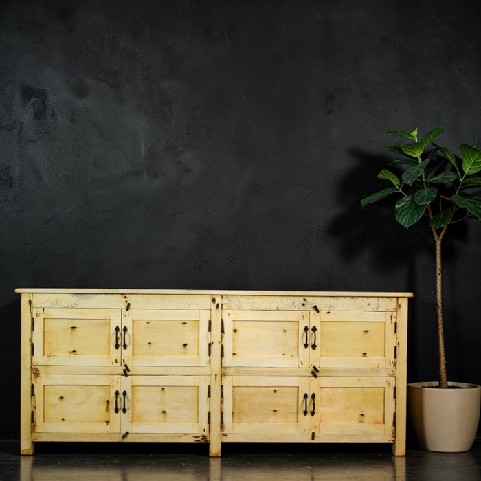 Vintage Rustic Bleached Wood Cupboard Cabinet Sideboard