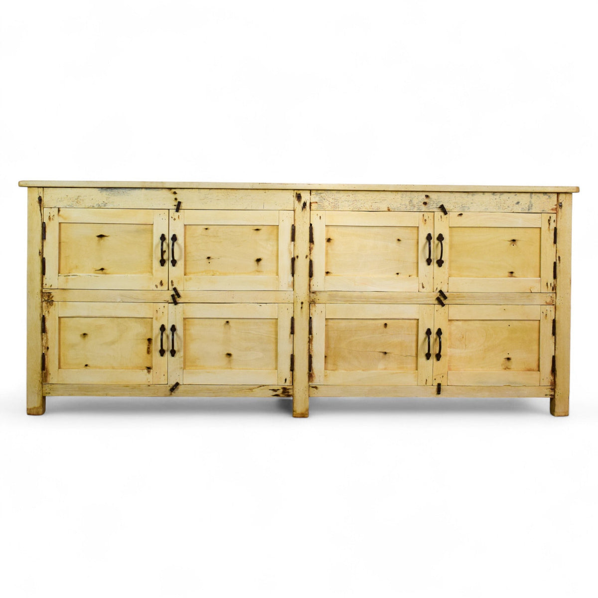Vintage Rustic Bleached Wood Cupboard Cabinet Sideboard