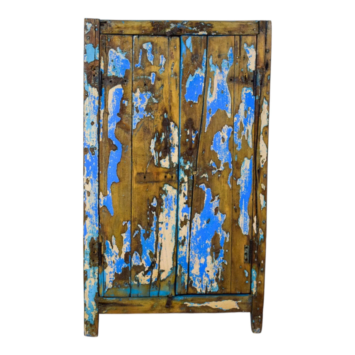 Vintage Worn Painted Rustic Cupboard Cabinet