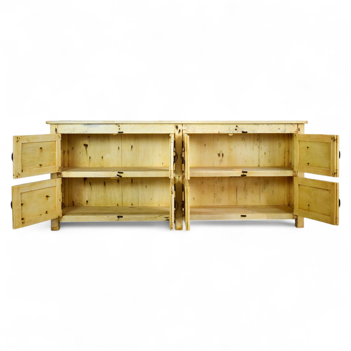 Vintage Rustic Bleached Wood Cupboard Cabinet Sideboard