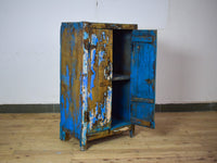 Vintage Worn Painted Rustic Cupboard Cabinet