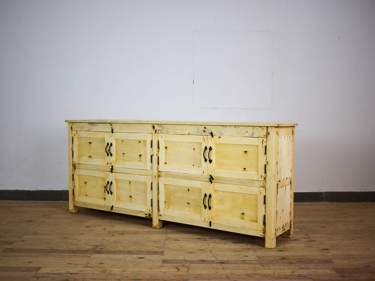 Vintage Rustic Bleached Wood Cupboard Cabinet Sideboard