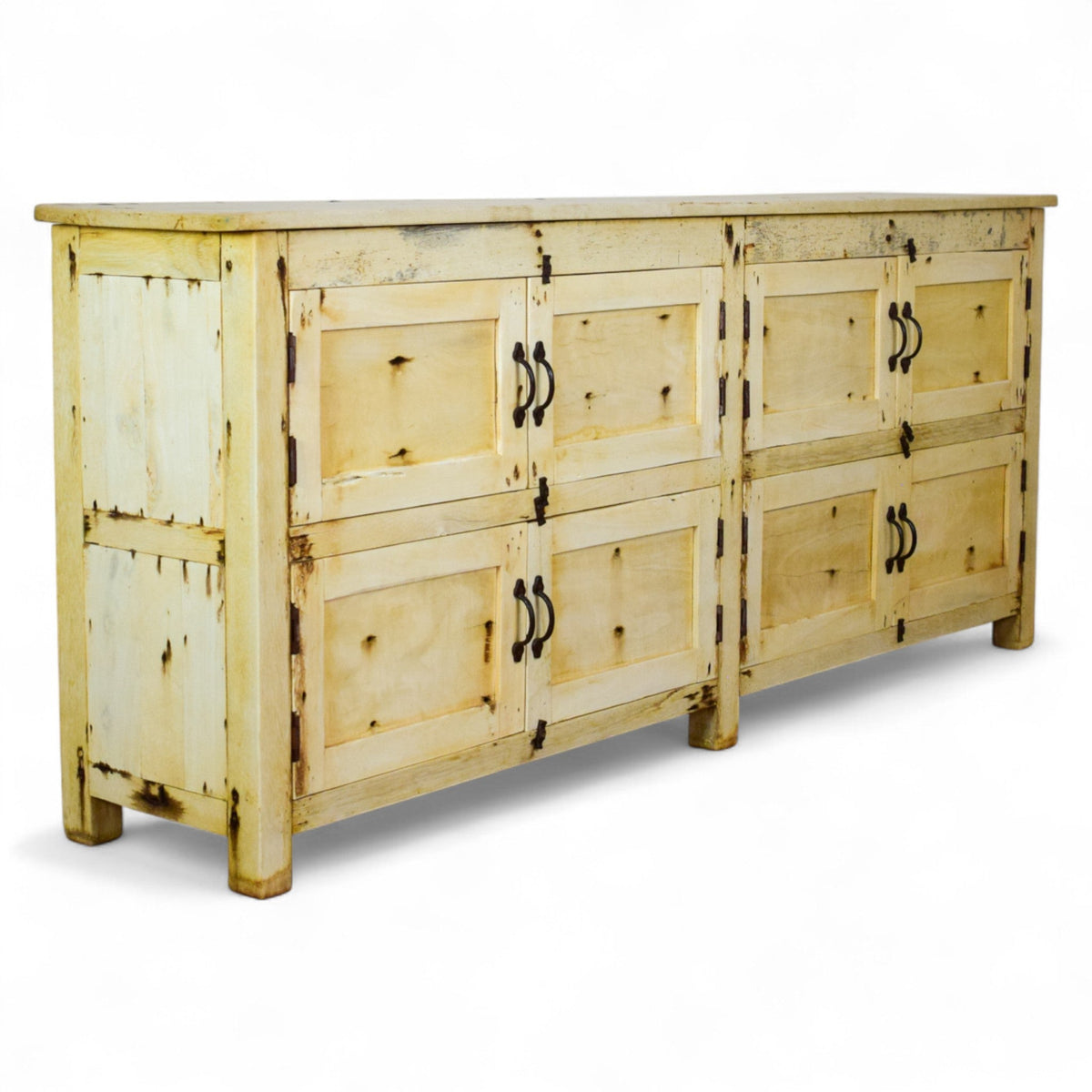 Vintage Rustic Bleached Wood Cupboard Cabinet Sideboard