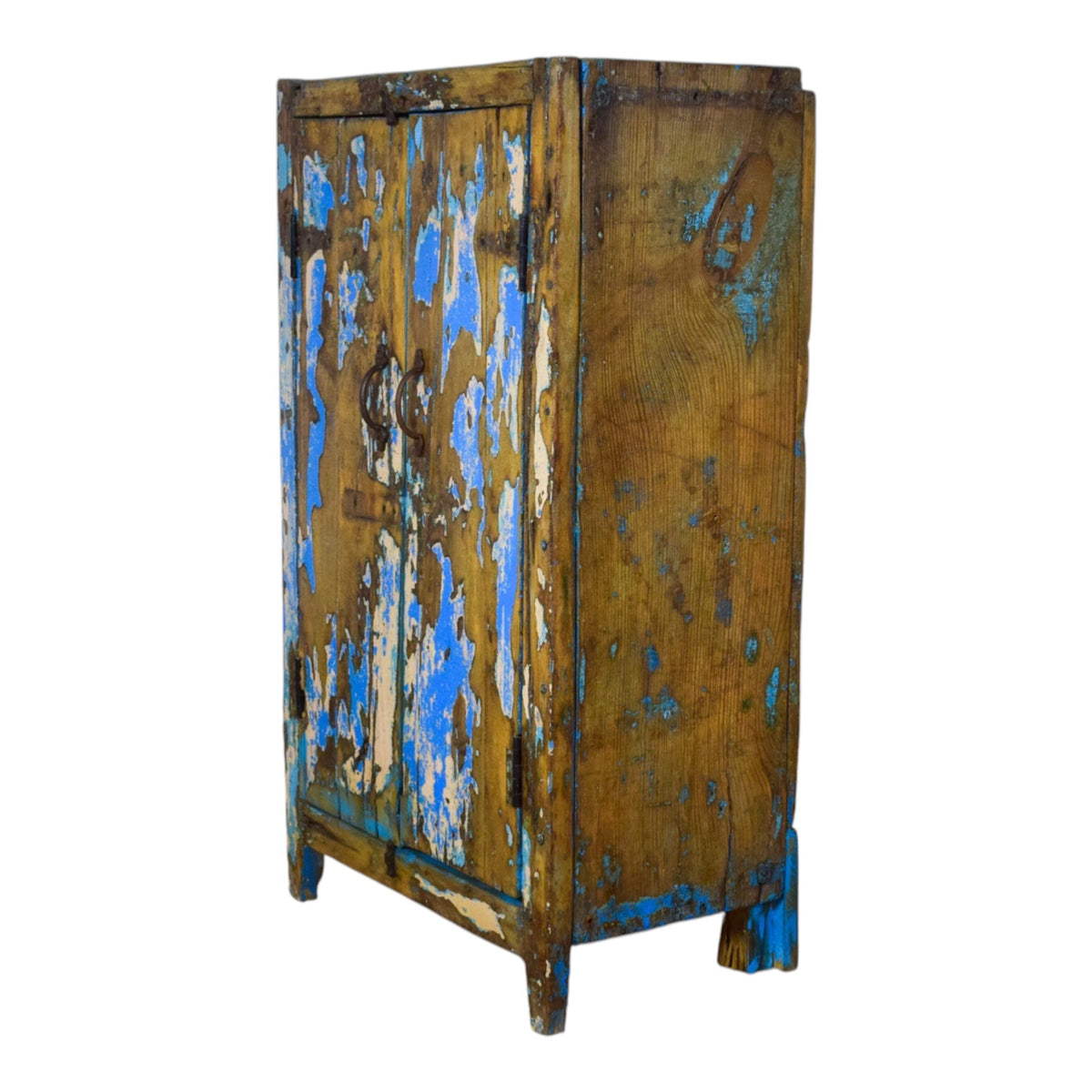 Vintage Worn Painted Rustic Cupboard Cabinet