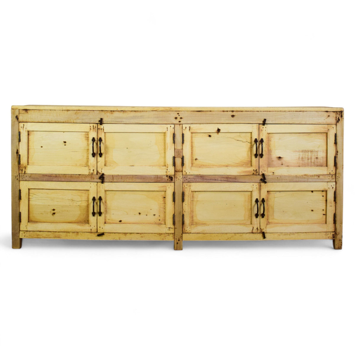 Vintage Rustic Bleached Wood Cupboard Cabinet Sideboard