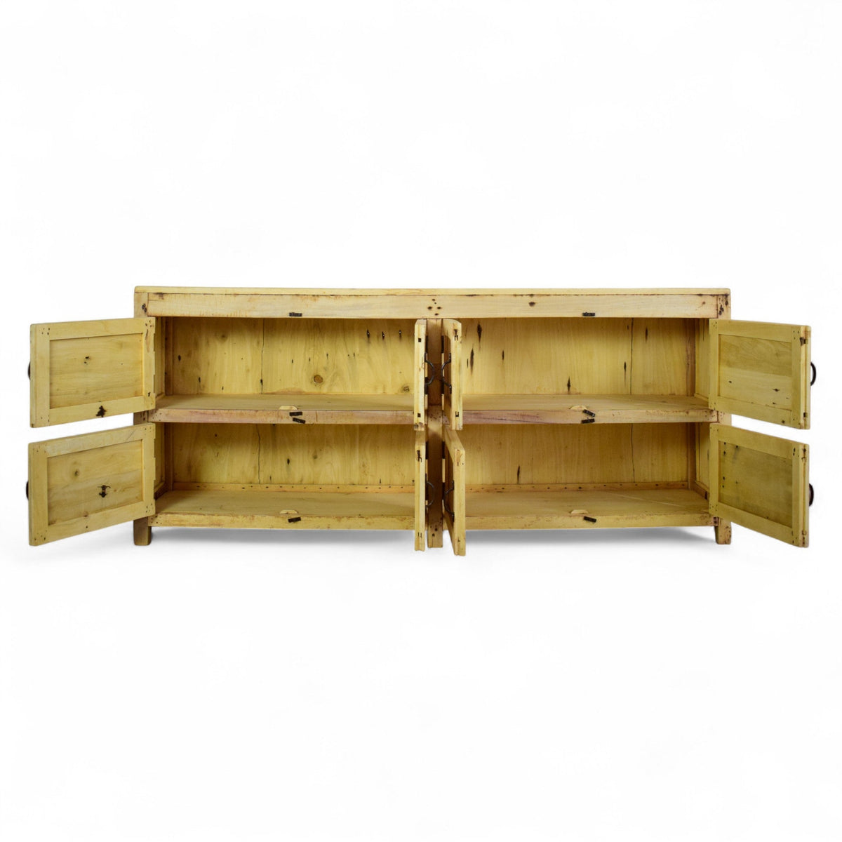 Vintage Rustic Bleached Wood Cupboard Cabinet Sideboard