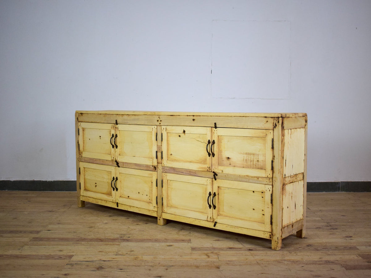 Vintage Rustic Bleached Wood Cupboard Cabinet Sideboard