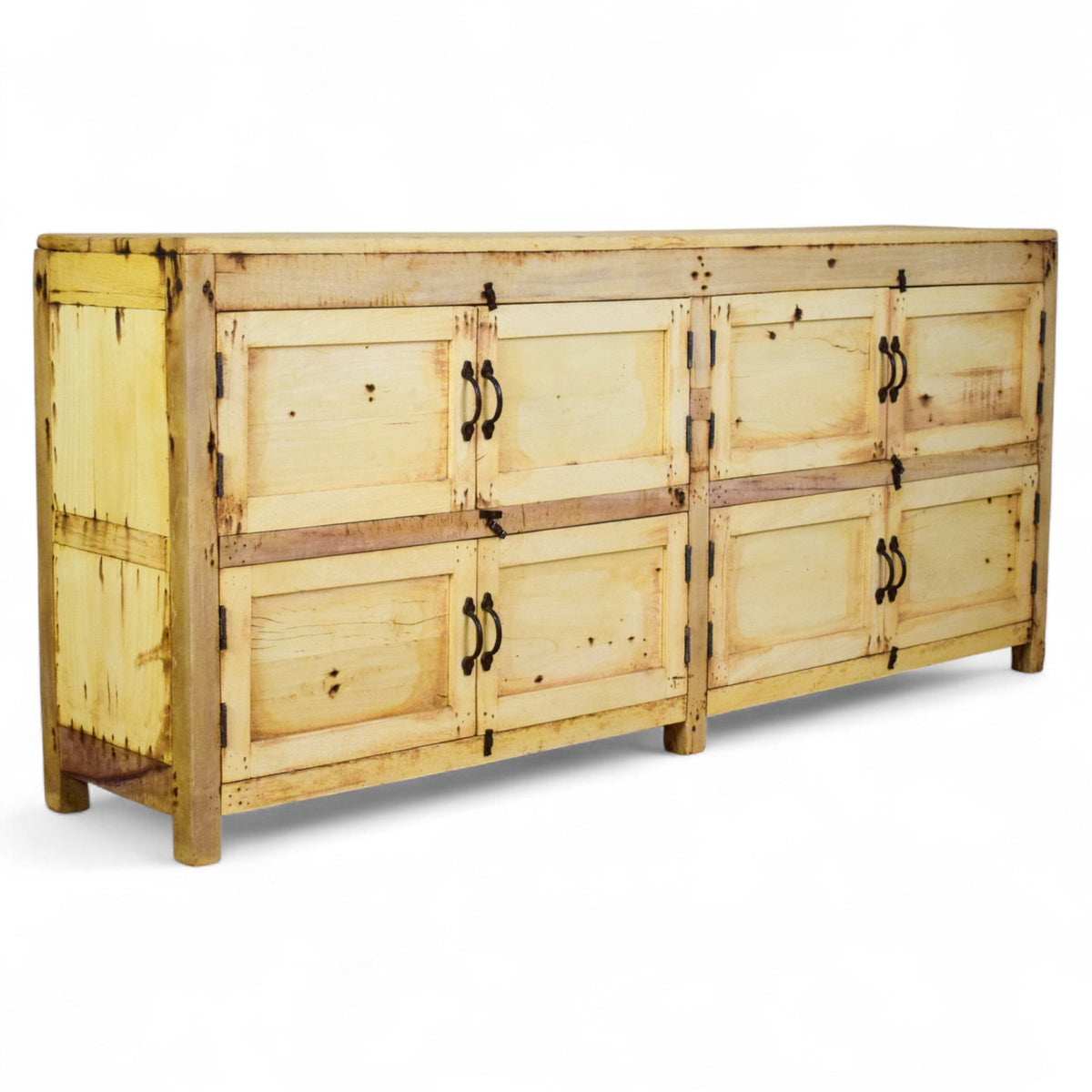 Vintage Rustic Bleached Wood Cupboard Cabinet Sideboard