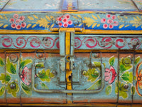 Vintage Indian Hand Painted Metal Travel Trunk Chest