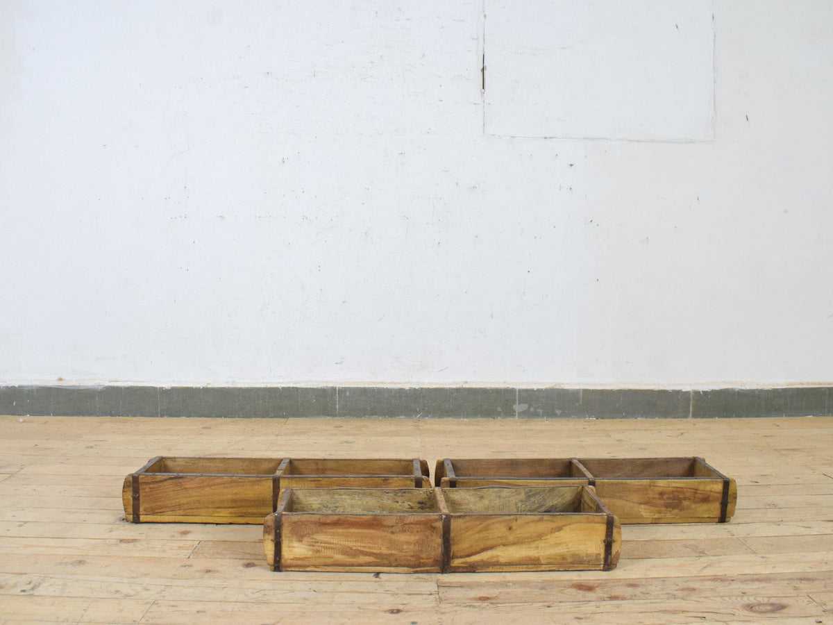Vintage Indian Wooden Double Brick Mould Box