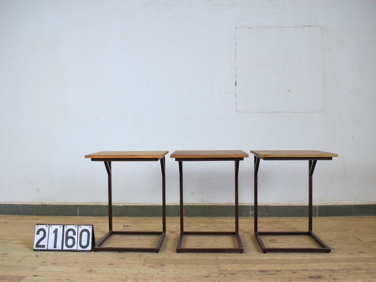 Reclaimed Vintage Style Metal and Wood Coffee Side Table Desk