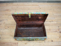 Vintage Indian Hand Painted Metal Travel Trunk Chest