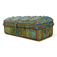 Vintage Indian Hand Painted Metal Travel Trunk Chest