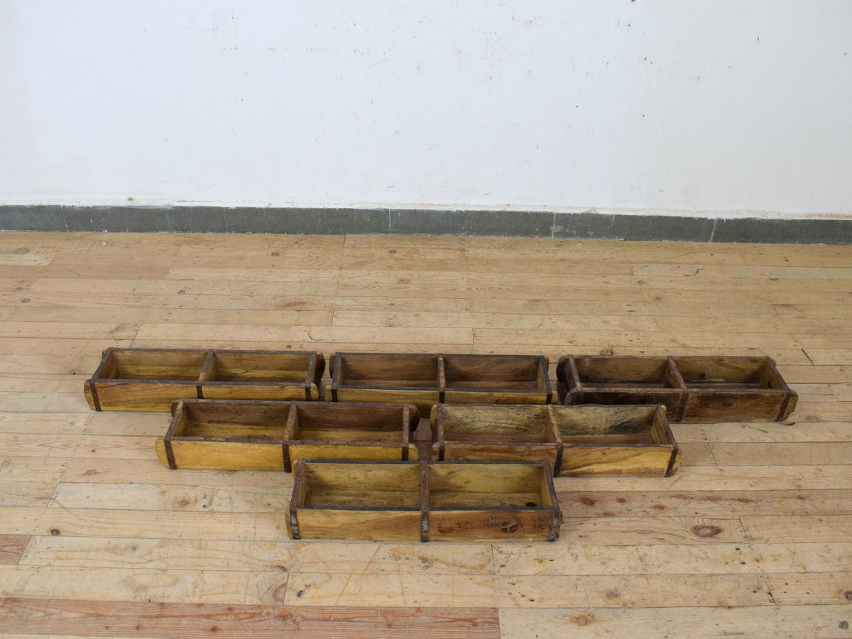 Vintage Indian Wooden Double Brick Mould Box
