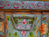 Vintage Indian Hand Painted Metal Travel Trunk Chest