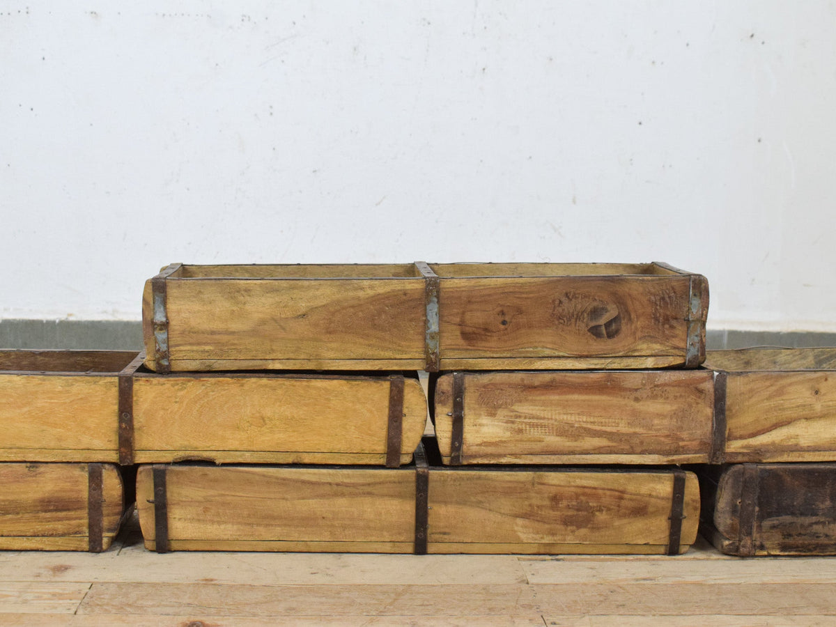 Vintage Indian Wooden Double Brick Mould Box