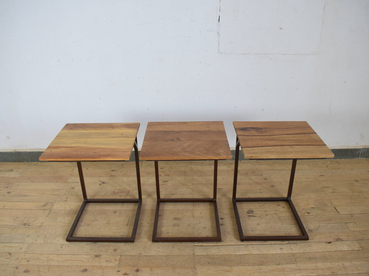Reclaimed Vintage Style Metal and Wood Coffee Side Table Desk