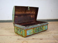 Vintage Indian Hand Painted Metal Travel Trunk Chest