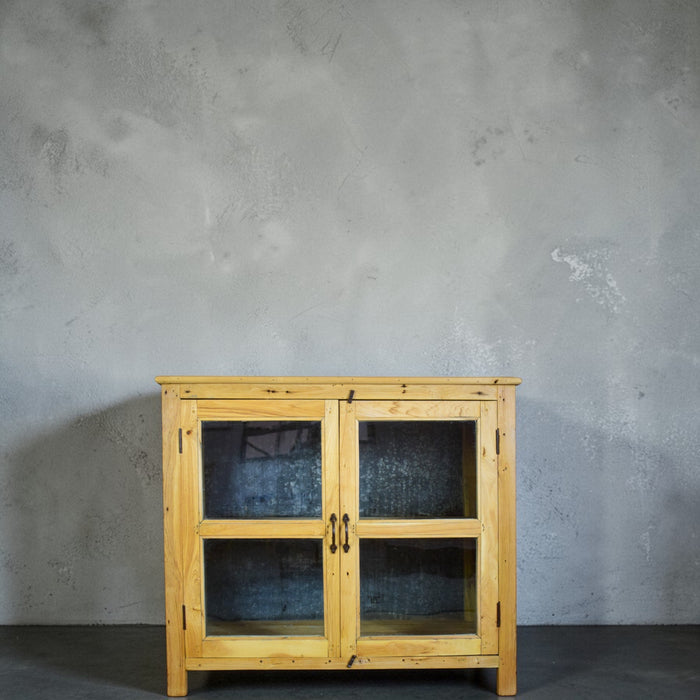 Rustic Vintage Glass Cupboard Cabinet