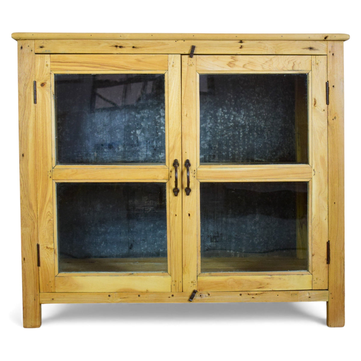 Rustic Vintage Glass Cupboard Cabinet