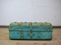 Vintage Indian Hand Painted Metal Travel Trunk Chest