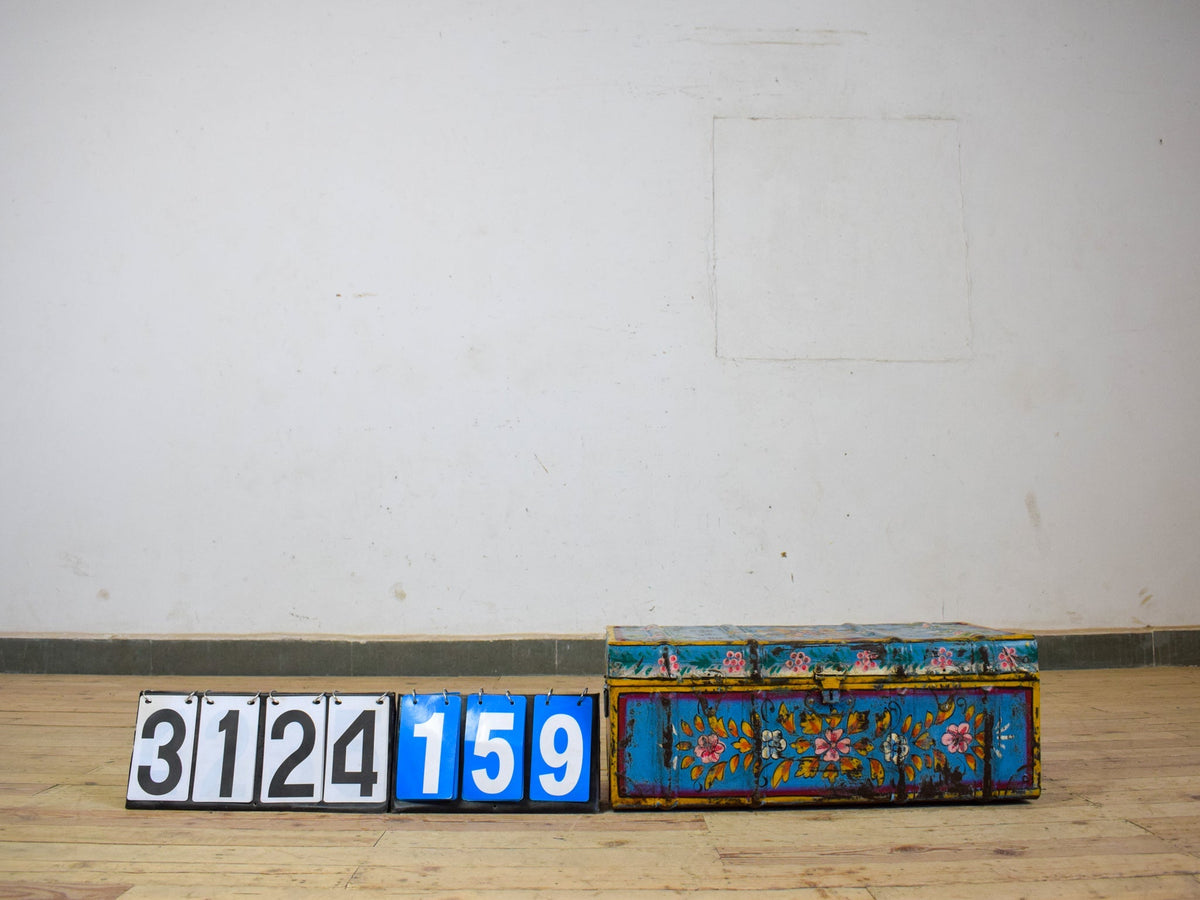 Vintage Indian Hand Painted Metal Travel Trunk Chest