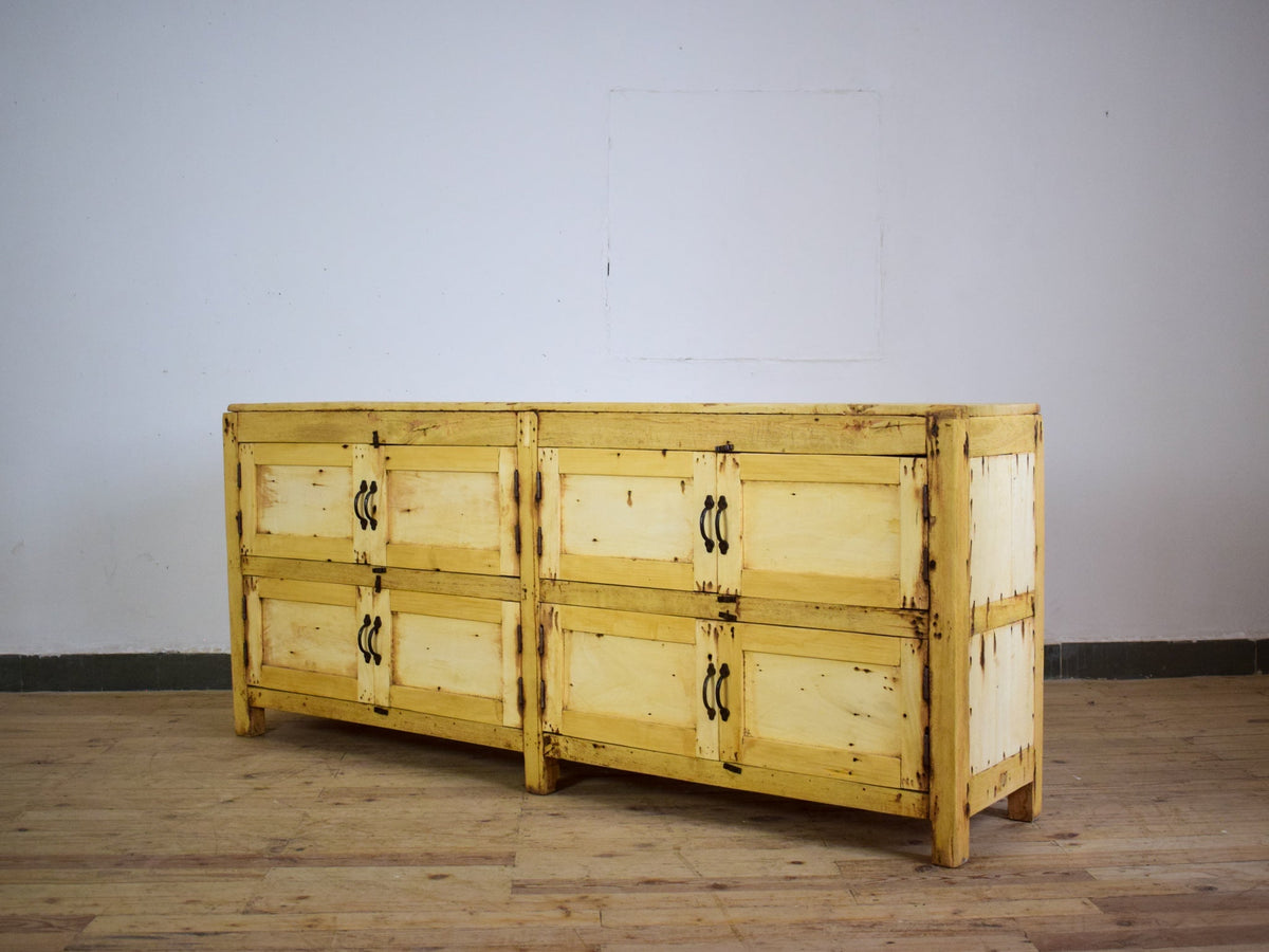Vintage Rustic Bleached Wood Cupboard Cabinet Sideboard