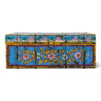 Vintage Indian Hand Painted Metal Travel Trunk Chest