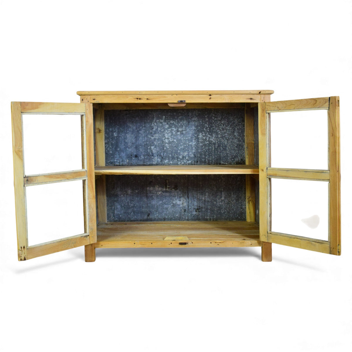 Rustic Vintage Glass Cupboard Cabinet
