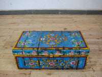 Vintage Indian Hand Painted Metal Travel Trunk Chest