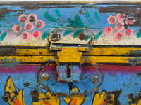 Vintage Indian Hand Painted Metal Travel Trunk Chest