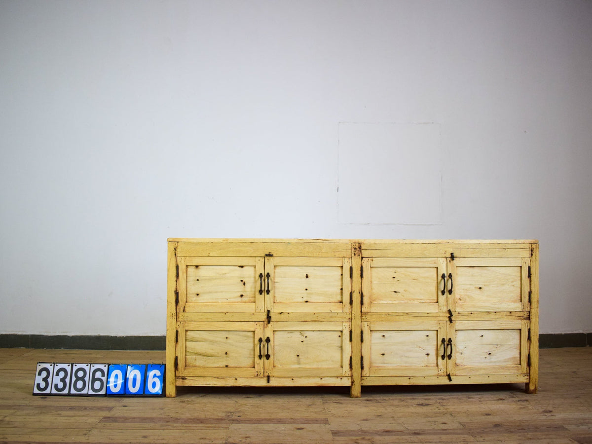 Vintage Rustic Bleached Wood Cupboard Cabinet Sideboard