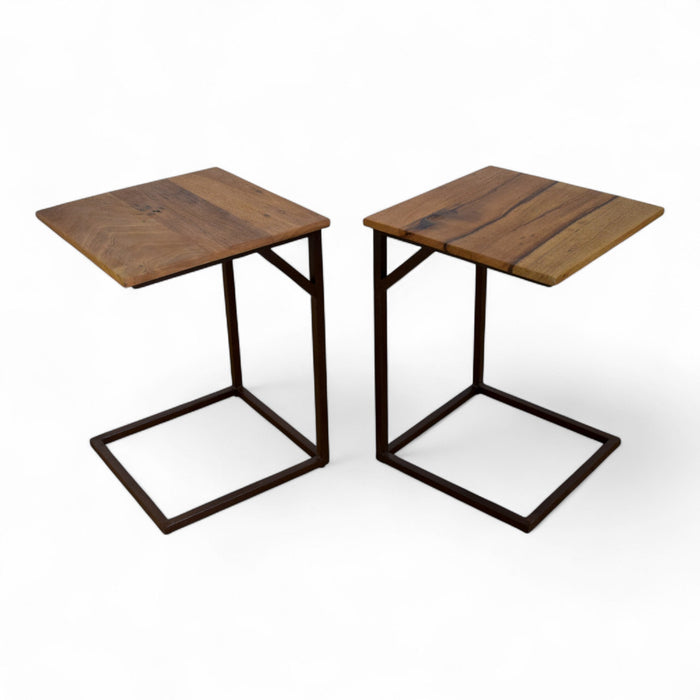 Reclaimed Vintage Style Metal and Wood Coffee Side Table Desk