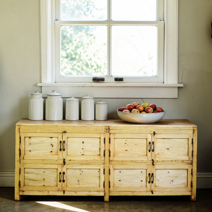 Vintage Rustic Bleached Wood Cupboard Cabinet Sideboard