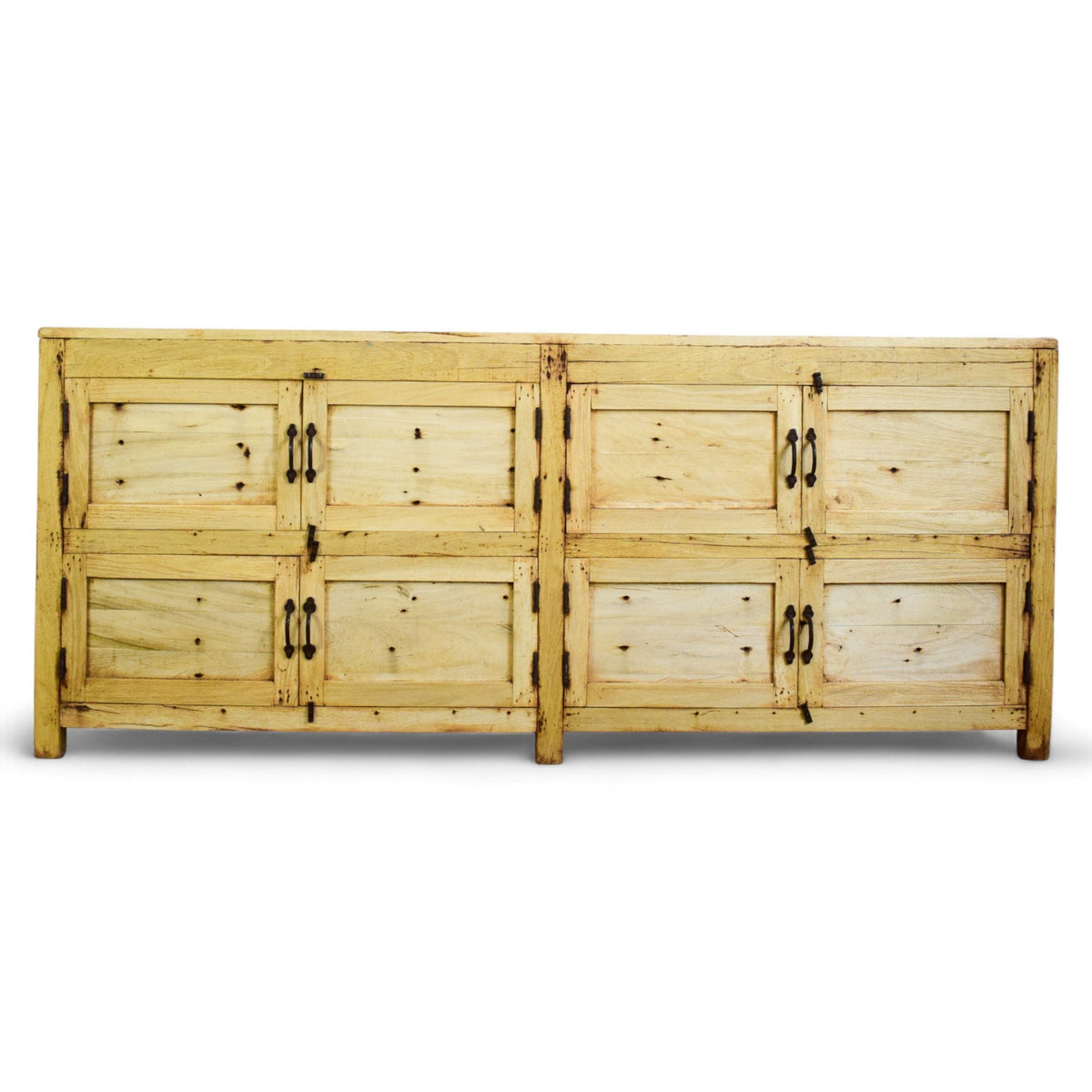 Vintage Rustic Bleached Wood Cupboard Cabinet Sideboard